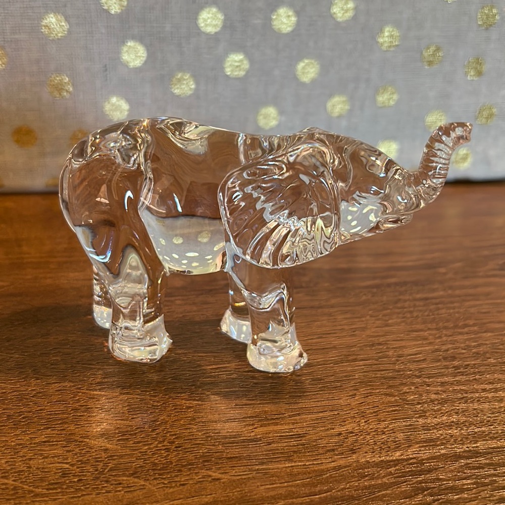 Waterford crystal elephant trunk up.  RETIRED.  Like new